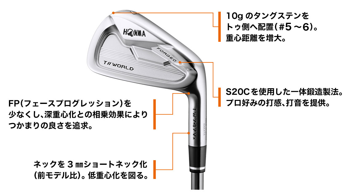 シャフトはホンマVIZAホンマアイアン　TW747Vx VIZARD IB-WF 85S 7本セット７本